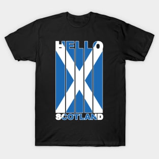 Hello Scotland Vertical Scotland Flag T-Shirt